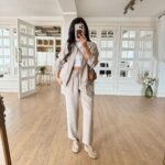 Beige Jacket and Pants Set