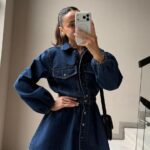 Dark Blue Denim Button-Up Dress
