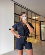 Dark Denim Short Sleeve Romper