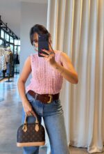 Pink Knit Sleeveless Top