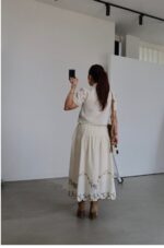 Cream Embroidered Two-Piece Skirt Set - Image 7