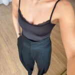 Black Lace Trim Camisole Bodysuit
