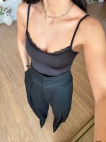 Black Lace Trim Camisole Bodysuit