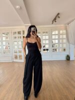 Black Lace Trim Camisole Bodysuit - Image 2
