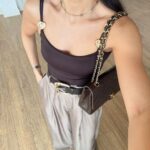 Brown Bodysuit With Gold Button Straps