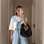 Light Blue Wide Leg Pants Set