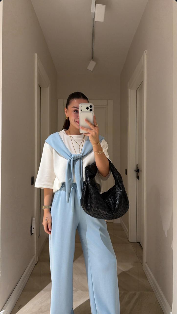 b2644123-da2f-406a-914f-375045d291f5 Light Blue Wide Leg Pants Set - Image 1