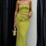 Olive Green Strapless Maxi Dress Set