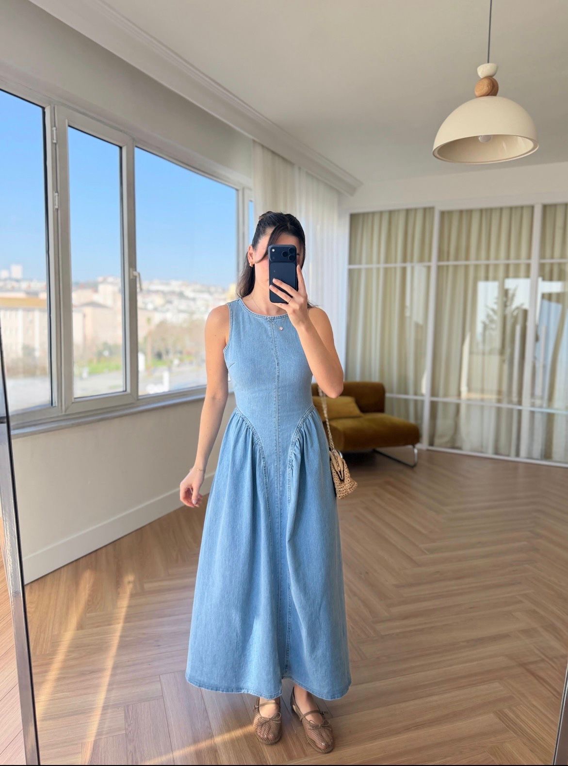 f6d7d41b-7b46-49c5-a556-2d20fad43e3c Light Blue Denim Maxi Dress - Image 1