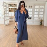 Navy Blue Maxi Dress and Shirt