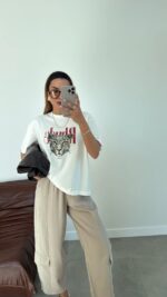 White Leopard Graphic Print T-Shirt - Image 2