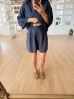 Navy Button Up Shirt and Shorts Set - Image 5
