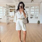 White Linen Shirt and Shorts Set