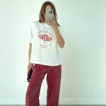 White Graphic Umbrella Print T-Shirt