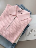 Diamond Knit Zip Polo Top (4 colors) - Image 3