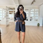 Navy Button Up Shirt and Shorts Set