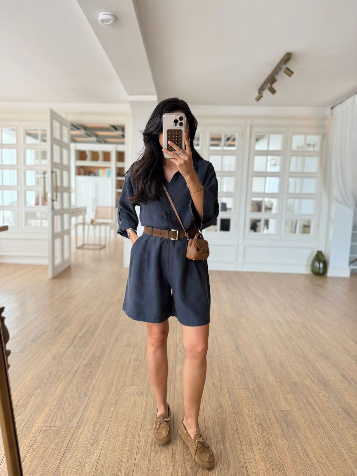 3308edfe-65f2-4873-8d0c-c0ce67be36dd Navy Button Up Shirt and Shorts Set - Image 1