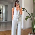 Light Wash Denim Vest with Pants Set