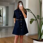 Dark Denim Button-Down Shirt Dress