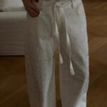 White Wide Leg Rhinestone Jeans