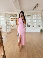 Pink Maxi Dress With Slit