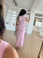 Pink Maxi Dress With Slit - Image 2