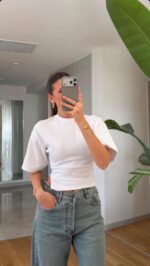 White Short Sleeve Fitted Top