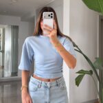Light Blue Short Sleeve Fitted Top