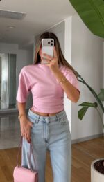 Light Pink Short Sleeve Fitted Top
