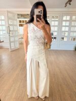 White Lace One Shoulder Top