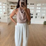 Beige Halter Neck Top
