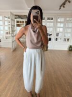 Beige Halter Neck Top
