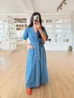Button Front Denim Maxi Dress - Image 2