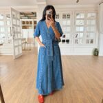Button Front Denim Maxi Dress