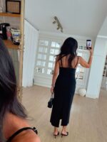 Black Sleeveless Midi Slip Dress - Image 3