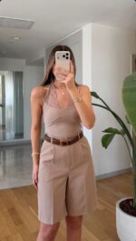Beige Lace Shorts