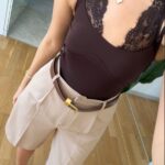 Beige Belted Shorts