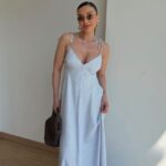 White Striped Spaghetti Strap Maxi Dress