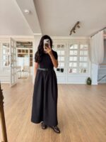 Black Short Sleeve Maxi Dress