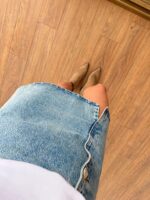 Button Front Blue Denim Mini Skirt - Image 2