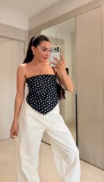 Black Polka Dot Bandana Top - Image 2
