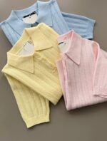 Pastel Knit Short Sleeve Polo Shirts - Image 5