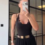 Black Lace Trim Cami Bodysuits