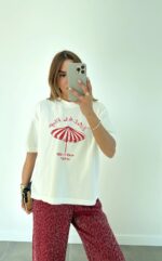 White Graphic Umbrella Print T-Shirt - Image 2