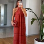 Rust Halter Neck Maxi Dress