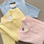 Pastel Knit Short Sleeve Polo Shirts