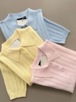 Pastel Knit Short Sleeve Polo Shirts