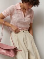 Diamond Knit Zip Polo Top (4 colors) - Image 6