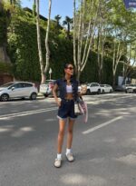 Women's Dark Denim Vest and Shorts Set