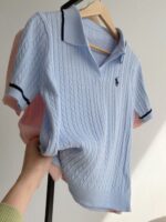 Cable Knit Short Sleeve Polo Shirts - Image 5